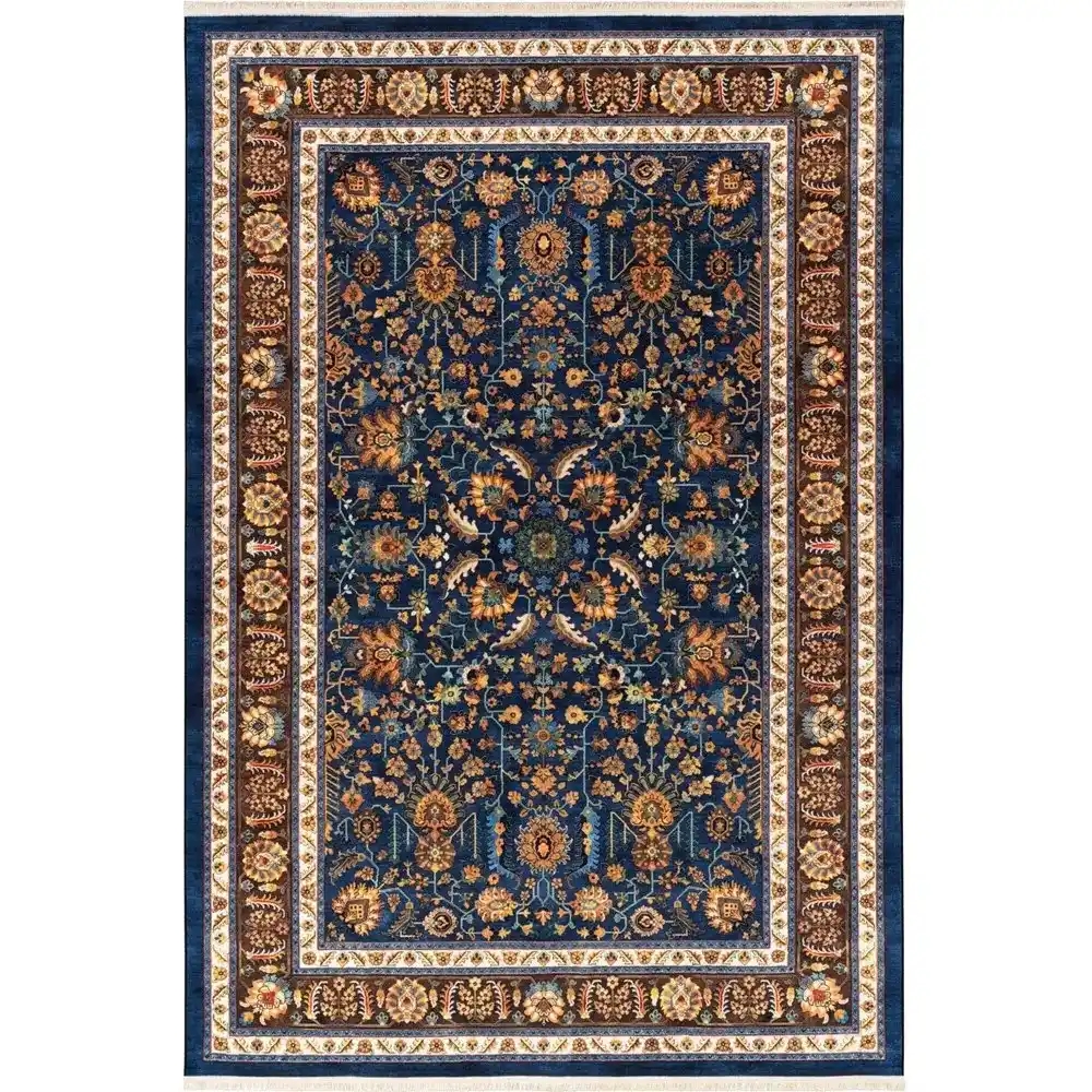 فرش ماشینی سنتی طرح 25cs0340 سرمه ای 1000 شانه